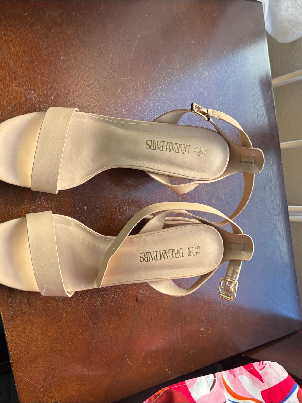 Dream Pairs Beige Ankle Strap Sandals